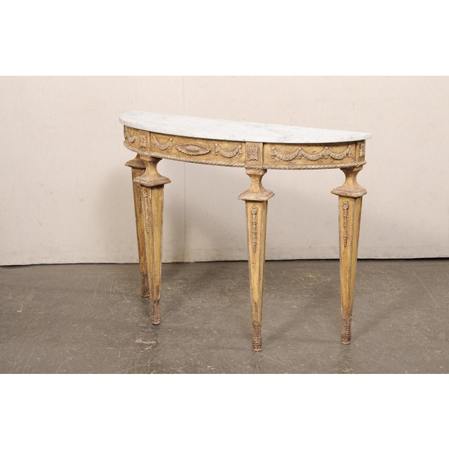 Mid 20th Century Italian Marble Top Console W/ Swag Accents For Sale - Image 9 of 12