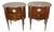 1890s Antique French Louis XV Walnut Marble Top Pair Nightstands Bedside Tables For Sale