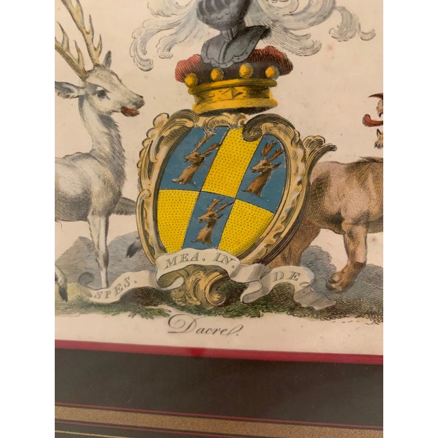 Colored Etchings With Royal Shield Motife -A Pair For Sale - Image 9 of 10