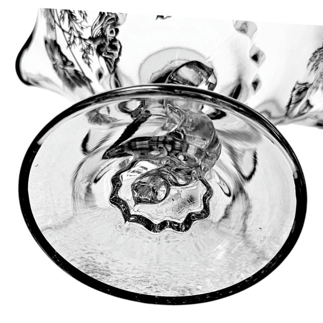 Mid-Century Modern Silver City Pedestal Glass Vase Fluted Ruffled Edge For Sale - Image 3 of 12