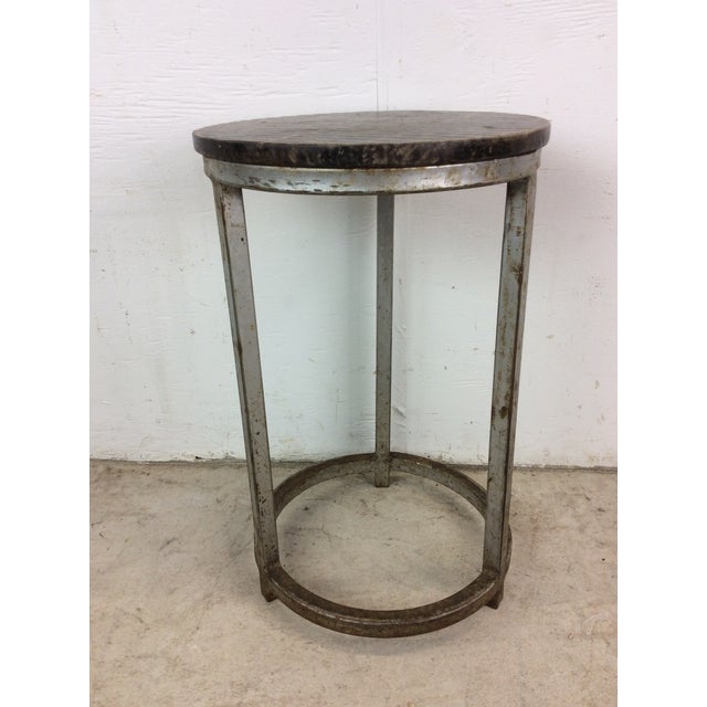 1960s Mid Century Industrial Style Footstool With Wood Top For Sale - Image 5 of 12