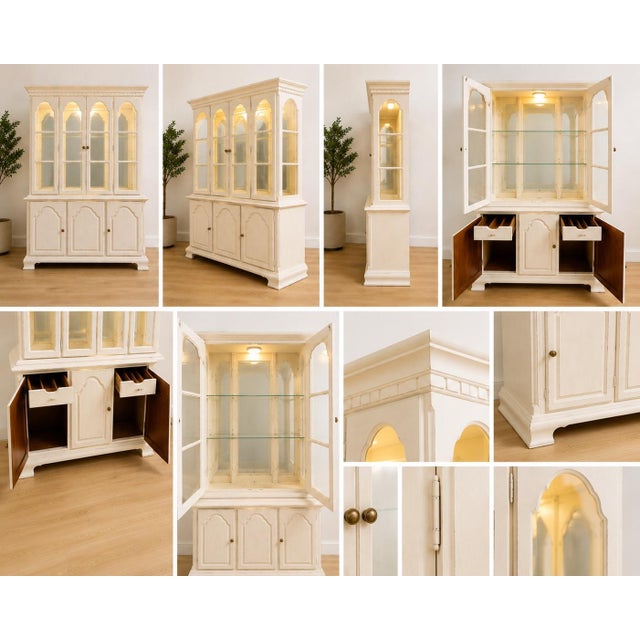 Vintage Dixie Furniture French Provincial Lighted China Cabinet For Sale - Image 10 of 14