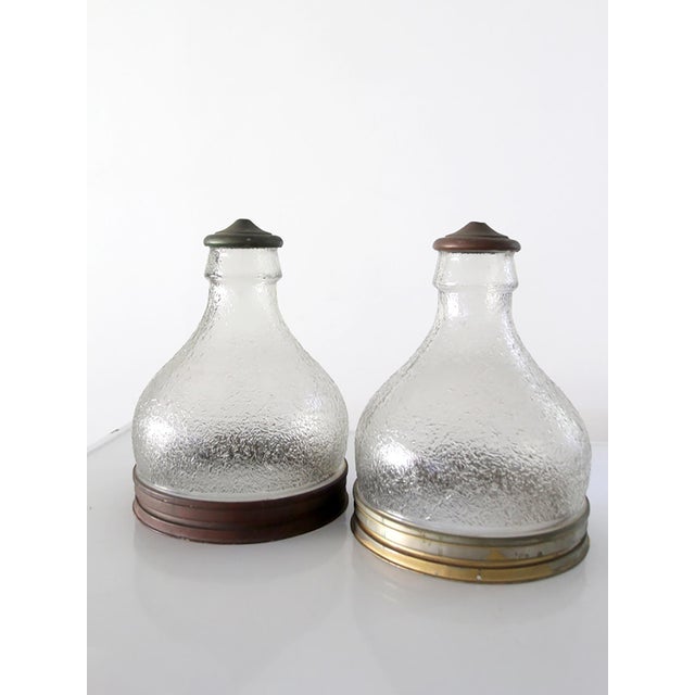 Metal Pair of Vintage Holophane Style Prismatic Glass Pendant Light Shades For Sale - Image 7 of 9
