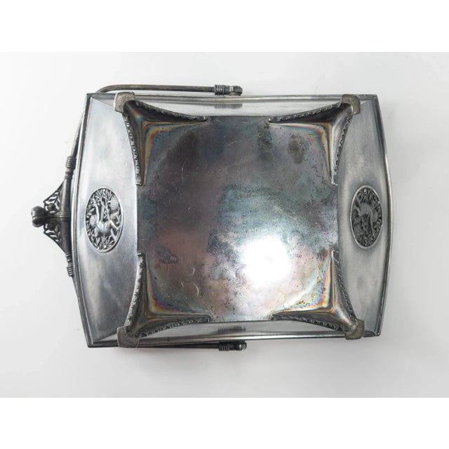 19th Century American Victorian Silverplate Basket With Cat For Sale - Image 10 of 12