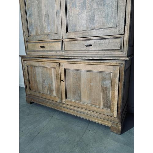 Rustic Large Rustic Two-Part Cabinet in Oak For Sale - Image 3 of 5