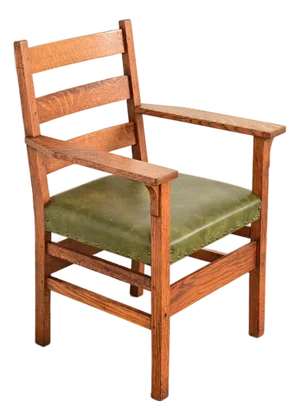 Gustav Stickley Antique Mission Oak Arts & Crafts Ladder Back Armchair, Circa 1910