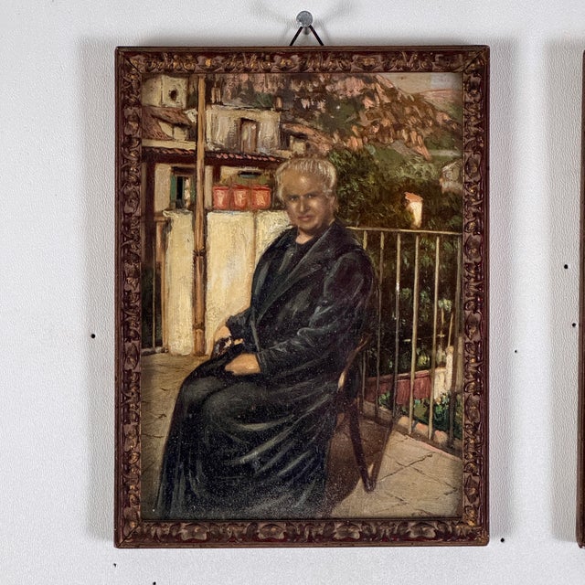 Rare to market pair of Mid-20th-century Italian hand-painted tourist portraits of two individual women. These were...