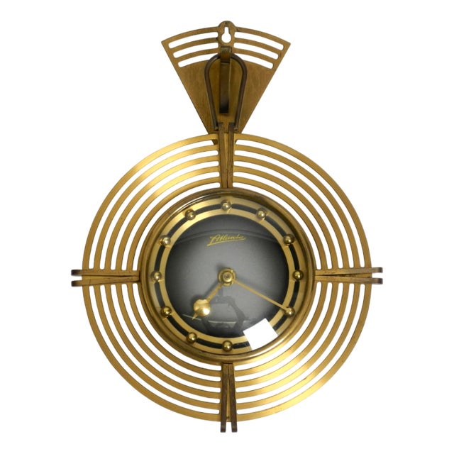 Mid-Century Modern Wall Clock in Brass from Atlanta, 1950s For Sale