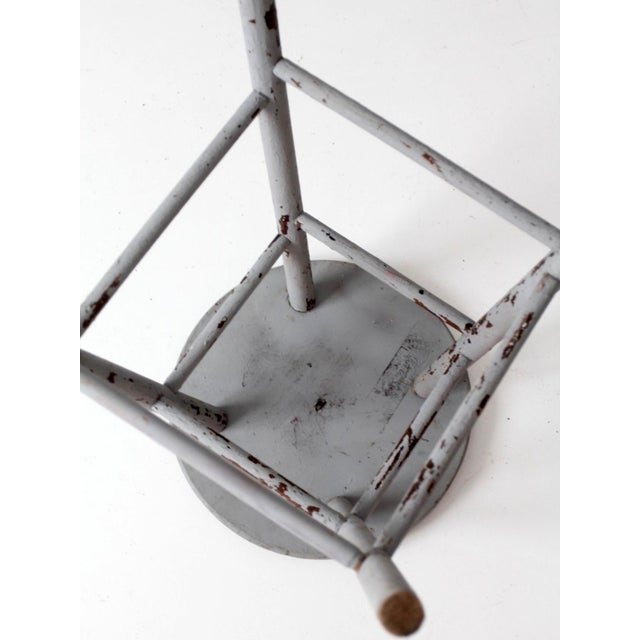 Antique Gray Painted Wood Stool For Sale - Image 12 of 13
