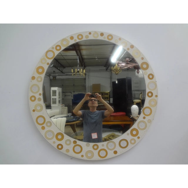 Cream 1970s Italian Mid-Century Modern Mirror For Sale - Image 8 of 8