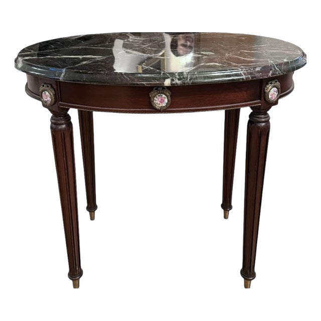 Louis XVI Bouillotte Table with Marble Top For Sale