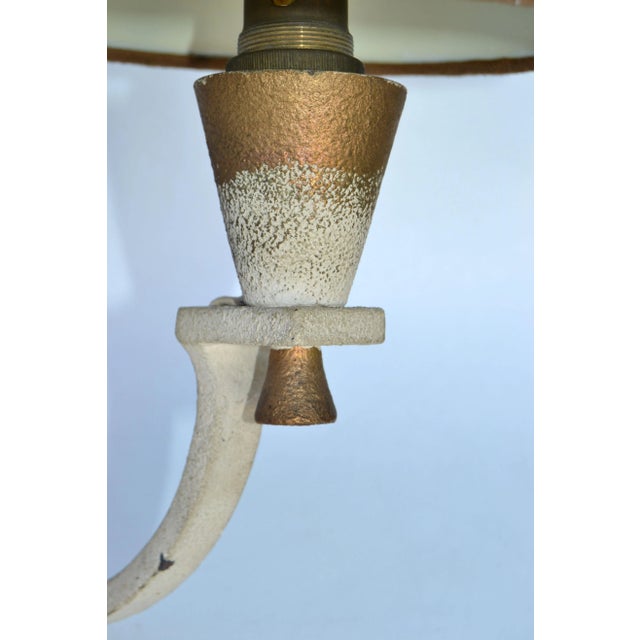 Beige Riccardo Scarpa Wrought Iron Sconces & Shades, Wall Lights Art Deco Italy 1950 For Sale - Image 8 of 13