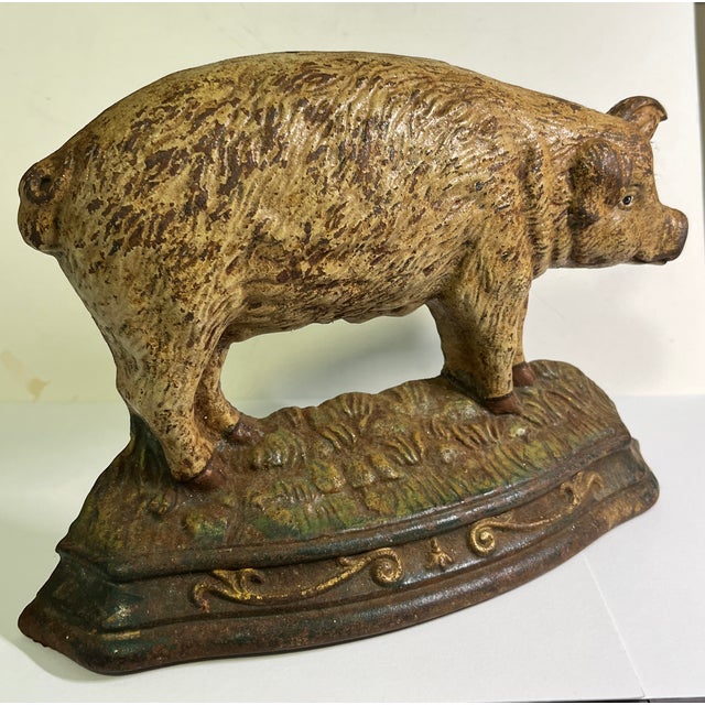 American Vintage Cast Iron Pig Doorstop For Sale - Image 3 of 8