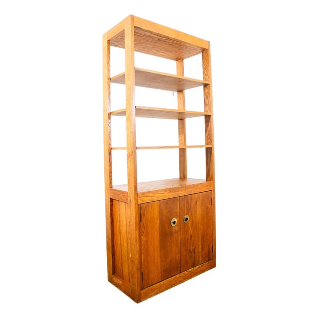 1960s Mid Century Modern Room Divider Wall Unit Oak Freestanding Modular Shelving For Sale