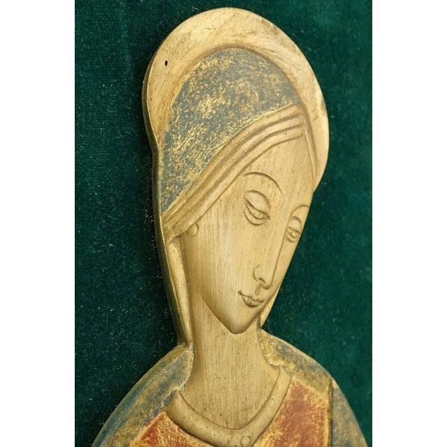 Green 20th Century Gilded Bronze Plaque Sculpture Praying Madonna by Mario Gatti for Guido Reni, Italy, 1950s For Sale - Image 8 of 18