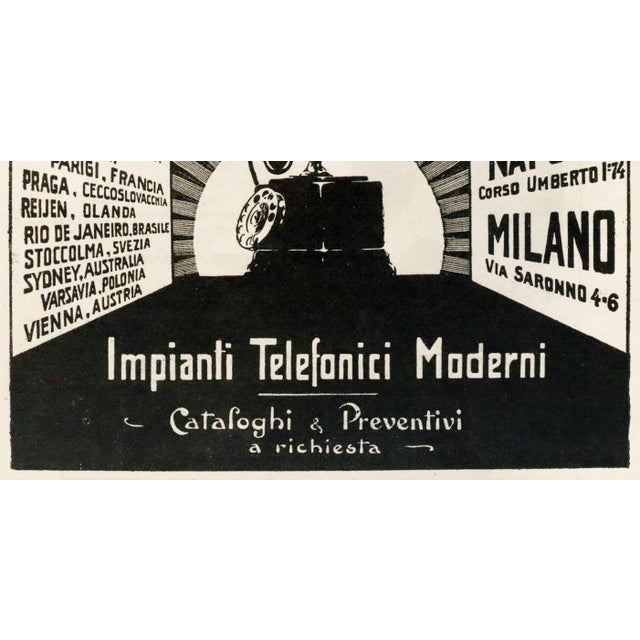 1910s 1920s Italian Advertisement, Impianti Telefonici Moderni, Societa Ericsson Italiana (Matted) For Sale - Image 5 of 5