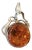 Vintage Sterling Silver Amber Pendant Charm For Sale
