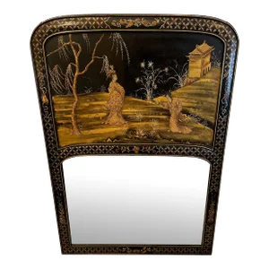 Large Hand Painted Figural Chinese Mirror