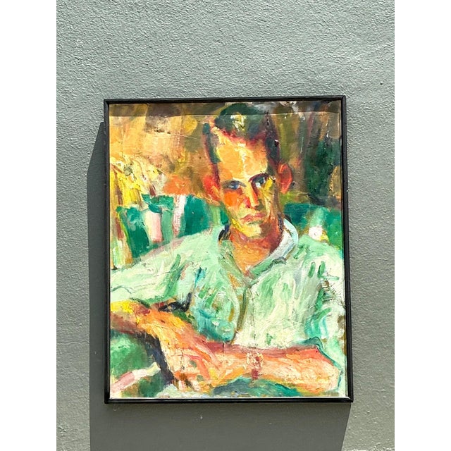 Mid 20th Century Vintage Original Portrait of Sour Faced Man For Sale - Image 5 of 18