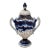 Italian Ceramic Lidded Urn Capodimonte Cobalt Blue Gold Relief Cherubs 70s For Sale