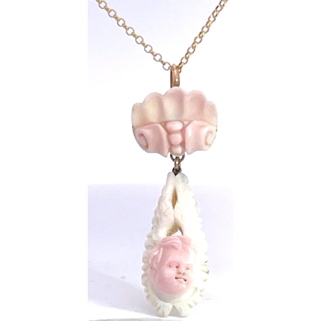 1930s 1930s Conch Shell Carved Pendant For Sale - Image 5 of 9