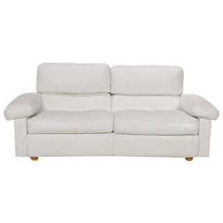 Petronio Leather Two-Seater White Sofa by Tito Agnoli for Poltrona Frau For Sale