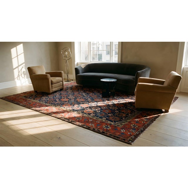 1800s Blue Navy Mina Khani Tribal Antique Nw. Persian Rug With Inscription Dated 1808 8' 4" X 10' 4" Handknotted Wool Carpet For Sale - Image 9 of 9