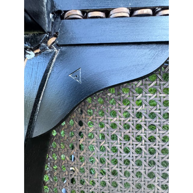 Black 1990s English Regency Caned Bench With Hand Painted Accents For Sale - Image 8 of 16