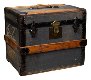 19th C. James Dooley Small Antique Travel Chest/Side Table c.1887