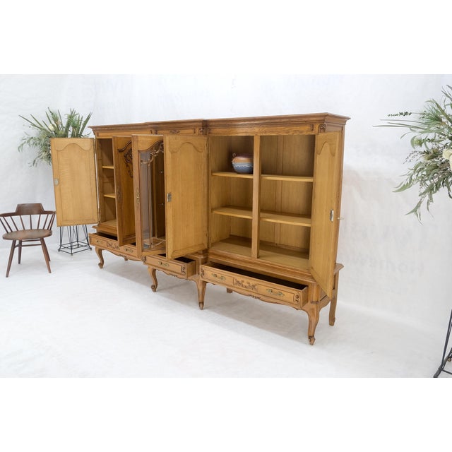 Carved Oak Oversize 5 Doors Long Credenza Cabinet Sideboard w/ Shelves Drawer For Sale - Image 15 of 17