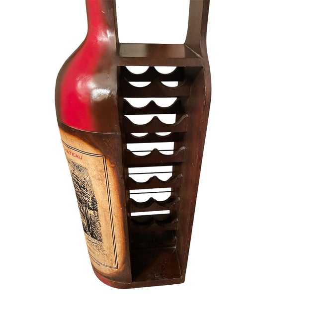 1990s Vintage Oversized Wine Bottle Bar Cabinet / Wine Rack – 14 Bottle Storage With Stemware Holder For Sale - Image 5 of 7