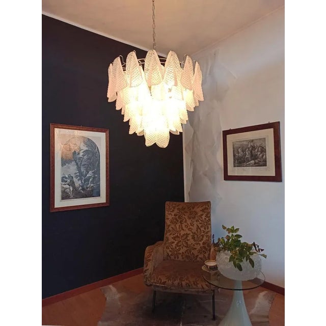 Vintage Italian Murano Glass Chandelier with 57 Glass Rondini Petals, 1980s For Sale - Image 15 of 16