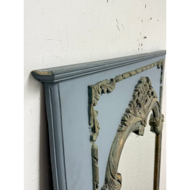 Antique French Style Distressed + Ornate Trumeau Mirror For Sale - Image 4 of 12