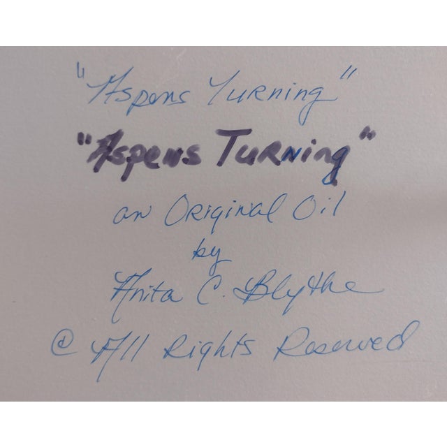 Original Oil Painting "Aspens Turning" by Anita Blythe Plein Air Landscape For Sale - Image 4 of 10