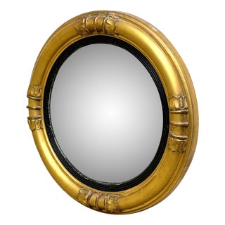 Small Circular Convex Giltwood Mirror, 1840 For Sale