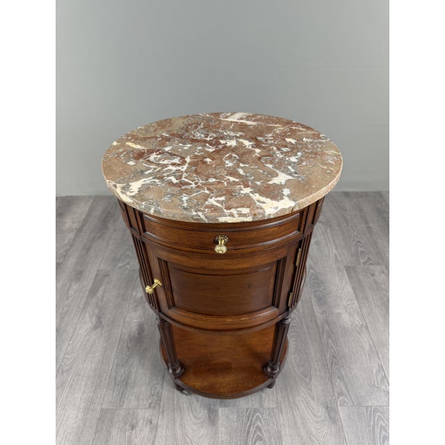 Wood 19th Century Louis XVI Half-Moon Side Table in Mahogany and Marble, 1920s For Sale - Image 7 of 12