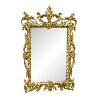 Authentic Vintage Turner Hollywood Regency Gold Rococo Wall Mirror For Sale
