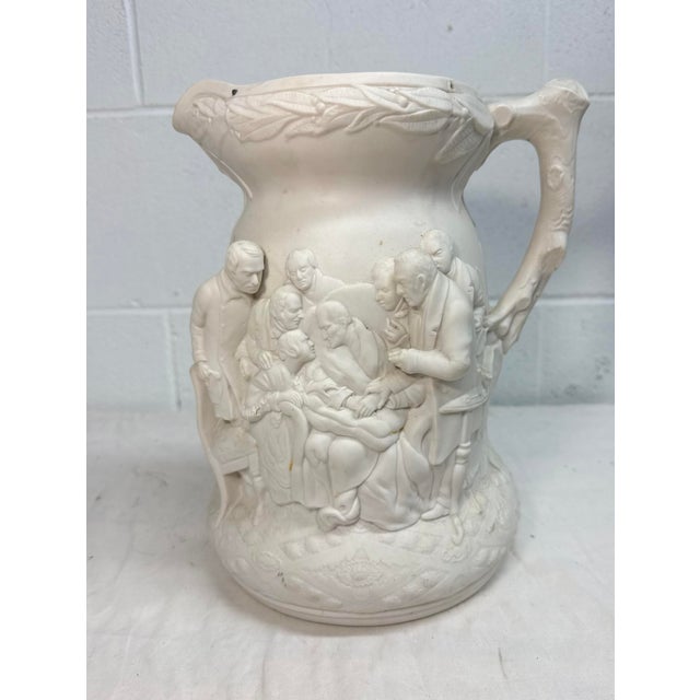 Figurative Antique 19th Century Parian Porcelain Jug Pitcher Copeland & Co Death Wellington For Sale - Image 3 of 12
