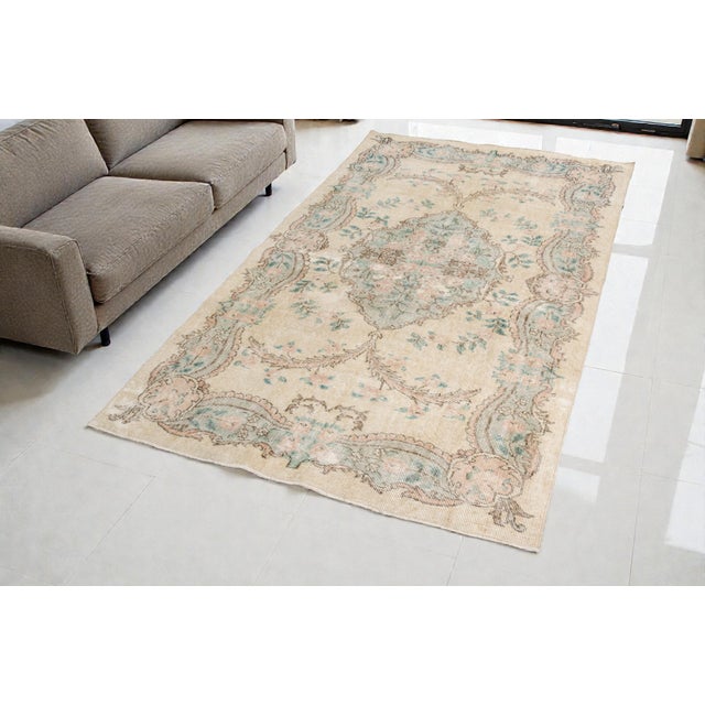 Natural Vintage Turkish Area Carpet For Sale - Image 4 of 10