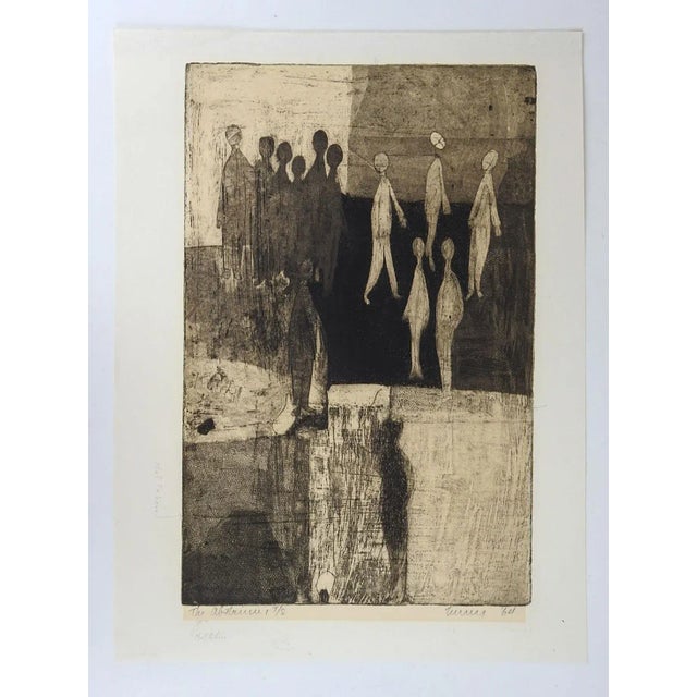 Vintage 1964 Abstract Figural Block Etching by George Turner For Sale - Image 4 of 5