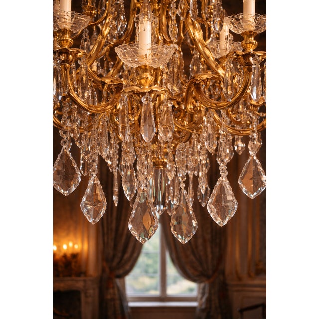 Mid 20c French Artisan Louis XVI Gilt Bronze Chandelier For Sale - Image 4 of 15