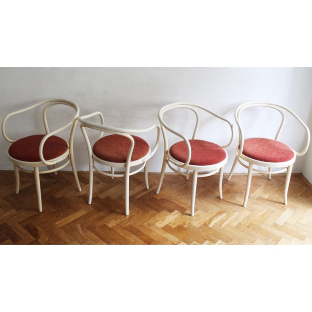 Set of four bentwood armchairs designed by Antonín Šuman (1924–1998) and manufactured by TON in Czechoslovakia in 1988....