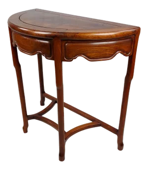 Chinese Demi-Lune Carved Rosewood Console Table