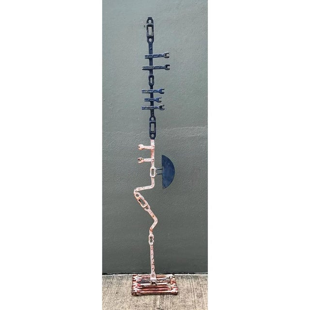 Metal Vintage Industrial Welded Wrench Metal Sculpture For Sale - Image 7 of 12
