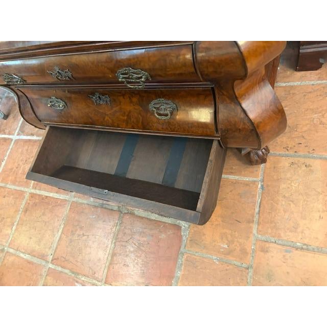 Brown Circa 1760 Dutch Burr Walnut Bombay Chest of Drawers ( Commode ) For Sale - Image 8 of 11