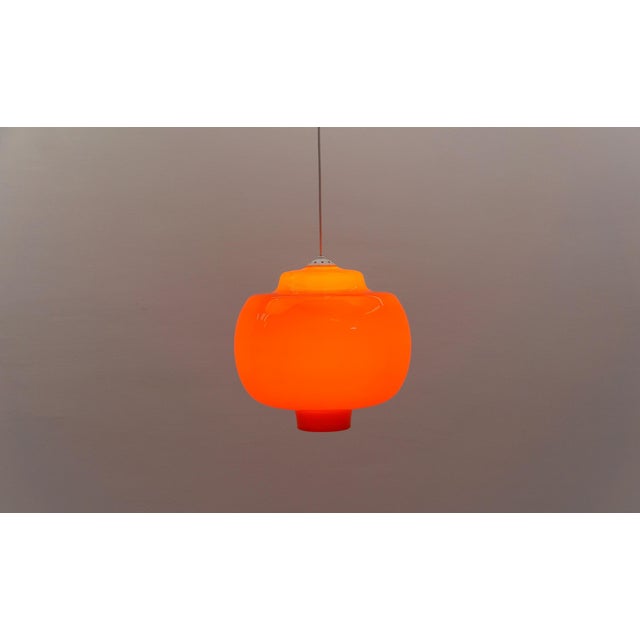 Large Orange Glass Pendant Lamp from Peill & Putzler, 1960s For Sale - Image 11 of 12