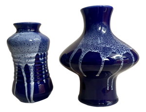 Mid-Century Blue Ceramic Vases from Kravsko, Former Czechoslovakia, 1970s, Set of 2