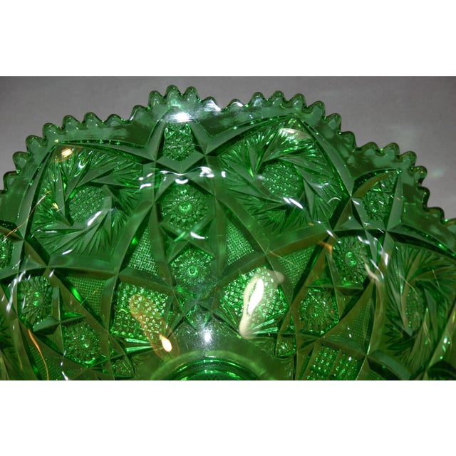 Late 20th Century 1890s Large Imperial Green Glass Punch Bowl For Sale - Image 5 of 6