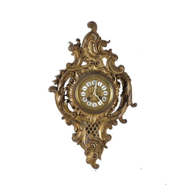 Wall Clock in Golden Bronze For Sale - Image 11 of 11