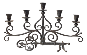 Italian Church Candelabra with Five Arms in Wrought Iron